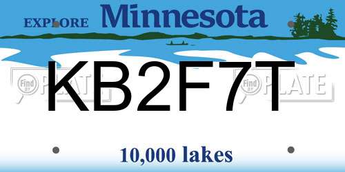 KB2F7T Minnesota License Plate