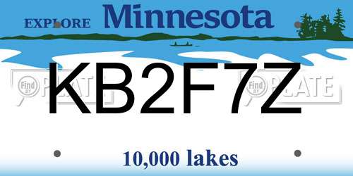 KB2F7Z Minnesota License Plate