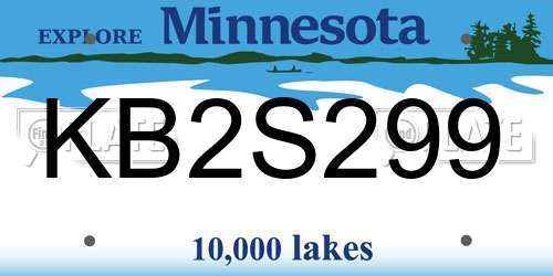 KB2S299 Minnesota License Plate