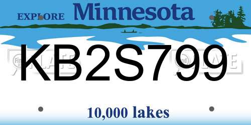 KB2S799 Minnesota License Plate