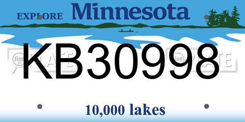 KB30998 Minnesota License Plate