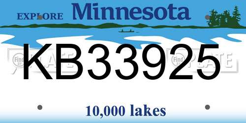 KB33925 Minnesota License Plate