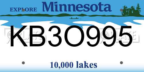 KB3O995 Minnesota License Plate