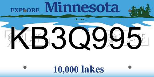 KB3Q995 Minnesota License Plate
