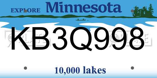 KB3Q998 Minnesota License Plate