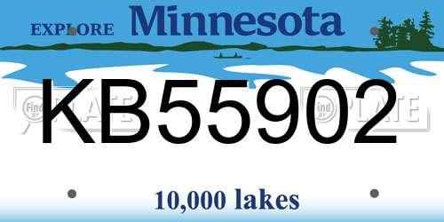 KB55902 Minnesota License Plate