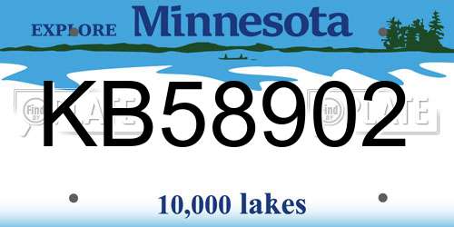 KB58902 Minnesota License Plate