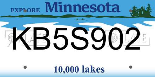 KB5S902 Minnesota License Plate