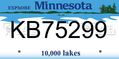 KB75299 Minnesota License Plate