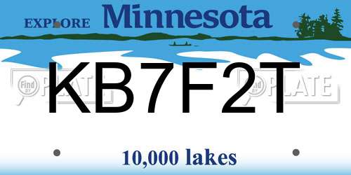 KB7F2T Minnesota License Plate