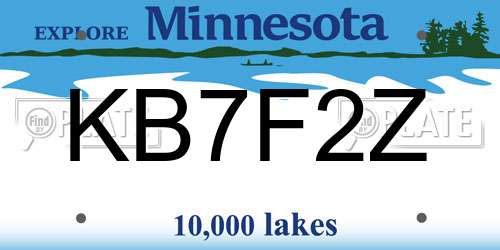 KB7F2Z Minnesota License Plate