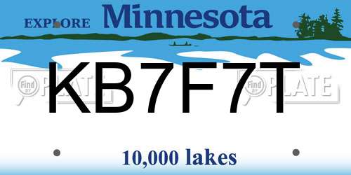 KB7F7T Minnesota License Plate