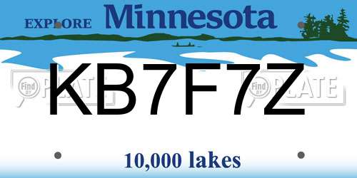 KB7F7Z Minnesota License Plate
