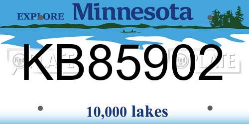 KB85902 Minnesota License Plate