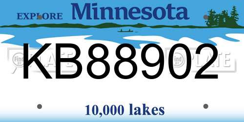 KB88902 Minnesota License Plate