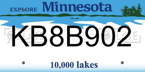 KB8B902 Minnesota License Plate