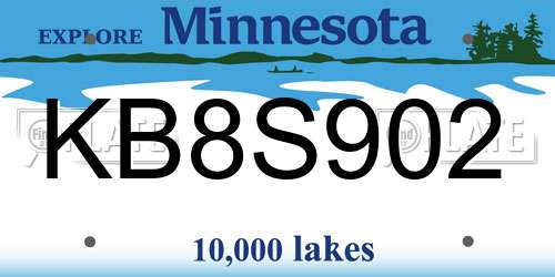 KB8S902 Minnesota License Plate
