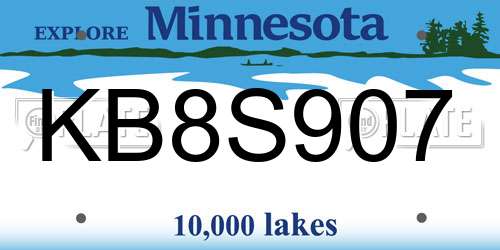 KB8S907 Minnesota License Plate