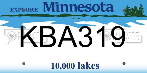 KBA319 Minnesota License Plate