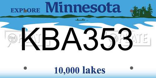 KBA353 Minnesota License Plate