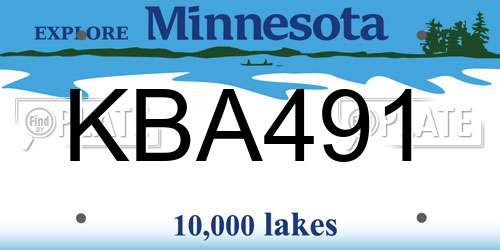 KBA491 Minnesota License Plate