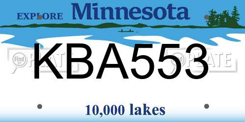 KBA553 Minnesota License Plate