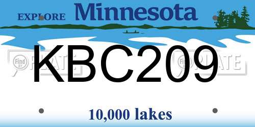 KBC209 Minnesota License Plate