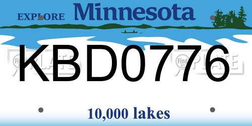 KBD0776 Minnesota License Plate