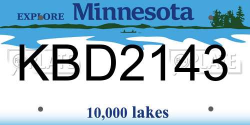 KBD2143 Minnesota License Plate