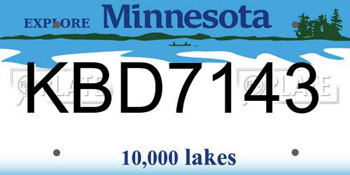 KBD7143 Minnesota License Plate
