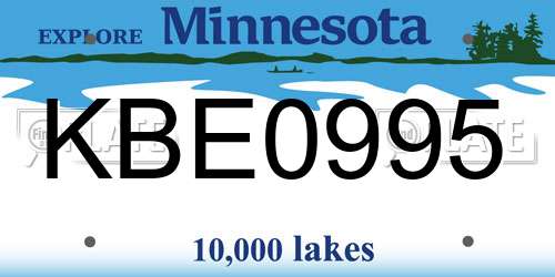 KBE0995 Minnesota License Plate