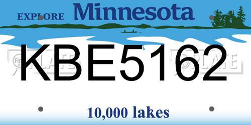 KBE5162 Minnesota License Plate