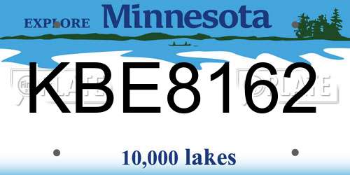 KBE8162 Minnesota License Plate