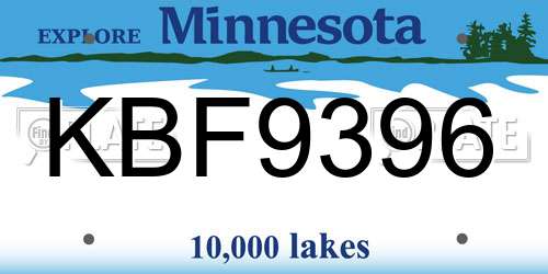 KBF9396 Minnesota License Plate