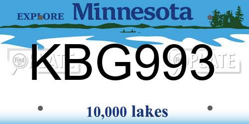 KBG993 Minnesota License Plate