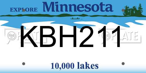 KBH211 Minnesota License Plate
