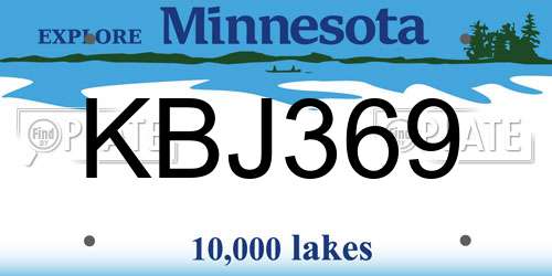 KBJ369 Minnesota License Plate