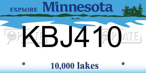 KBJ410 Minnesota License Plate