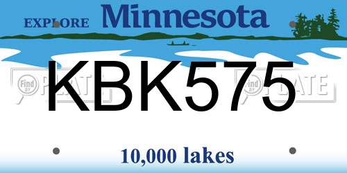KBK575 Minnesota License Plate