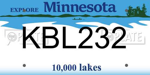 KBL232 Minnesota License Plate