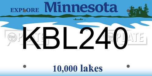 KBL240 Minnesota License Plate