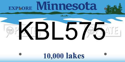 KBL575 Minnesota License Plate