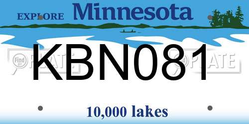 KBN081 Minnesota License Plate