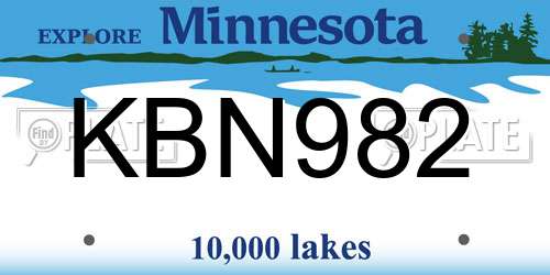 KBN982 Minnesota License Plate