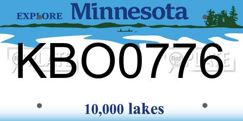 KBO0776 Minnesota License Plate