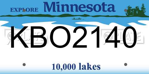 KBO2140 Minnesota License Plate