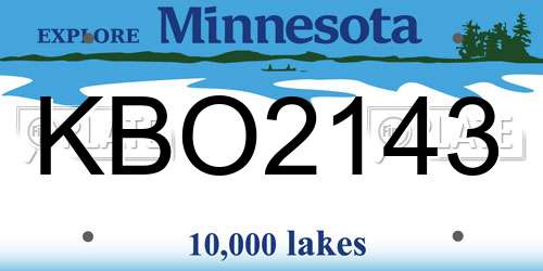 KBO2143 Minnesota License Plate