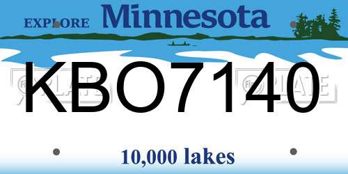 KBO7140 Minnesota License Plate