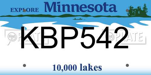 KBP542 Minnesota License Plate