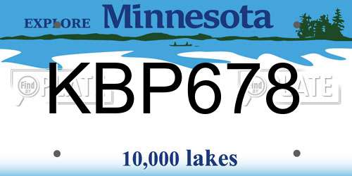KBP678 Minnesota License Plate